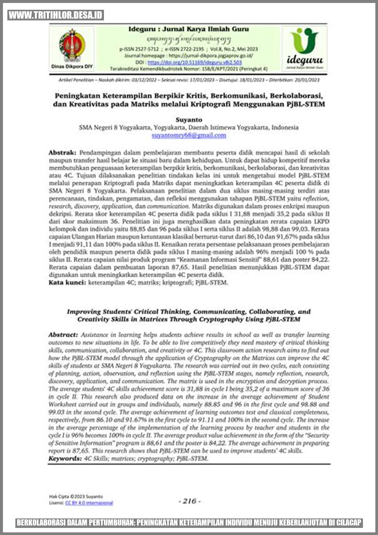 Berkolaborasi dalam Pertumbuhan: Peningkatan Keterampilan Individu Menuju Keberlanjutan di Cilacap