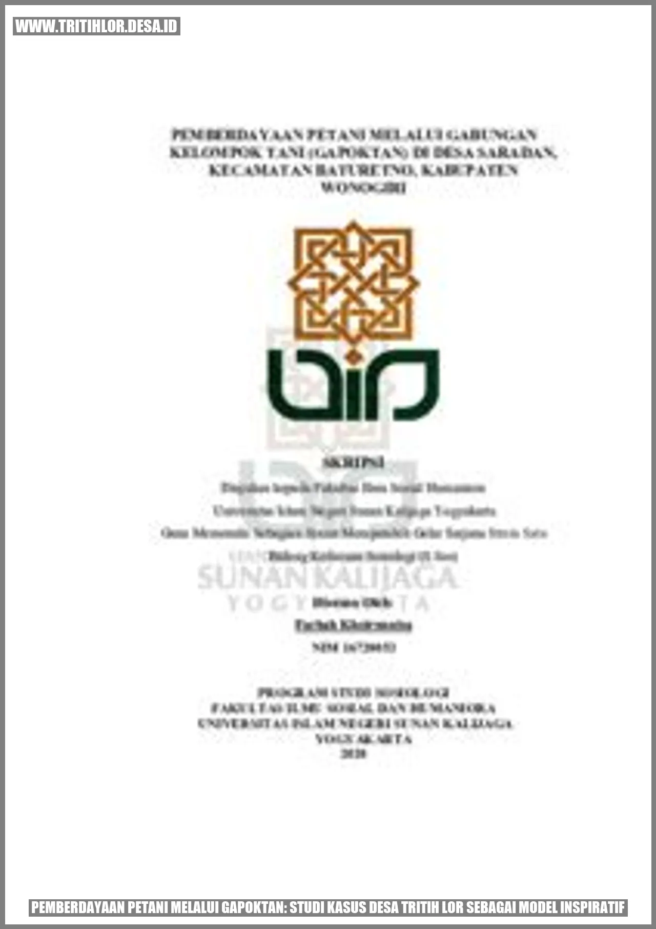 Pemberdayaan Petani Melalui Gapoktan: Studi Kasus Desa Tritih Lor sebagai Model Inspiratif